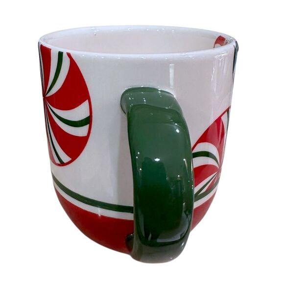 Set of 2 Vintage Pier 1 Hand Painted Red White Green 'CANDY CANE' Coffee Tea Mug - Picture 12 of 16